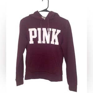 “PINK” Size XS Woman’s Drawstring Pullover Hoodie Sweatshirt Color Maroon